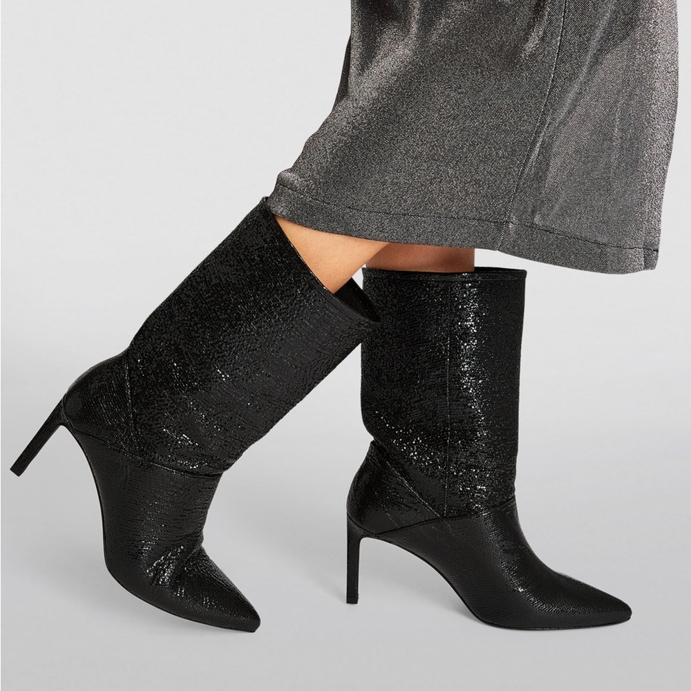 ALLSAINTS Glitter Black Leather Orlana Sz 41